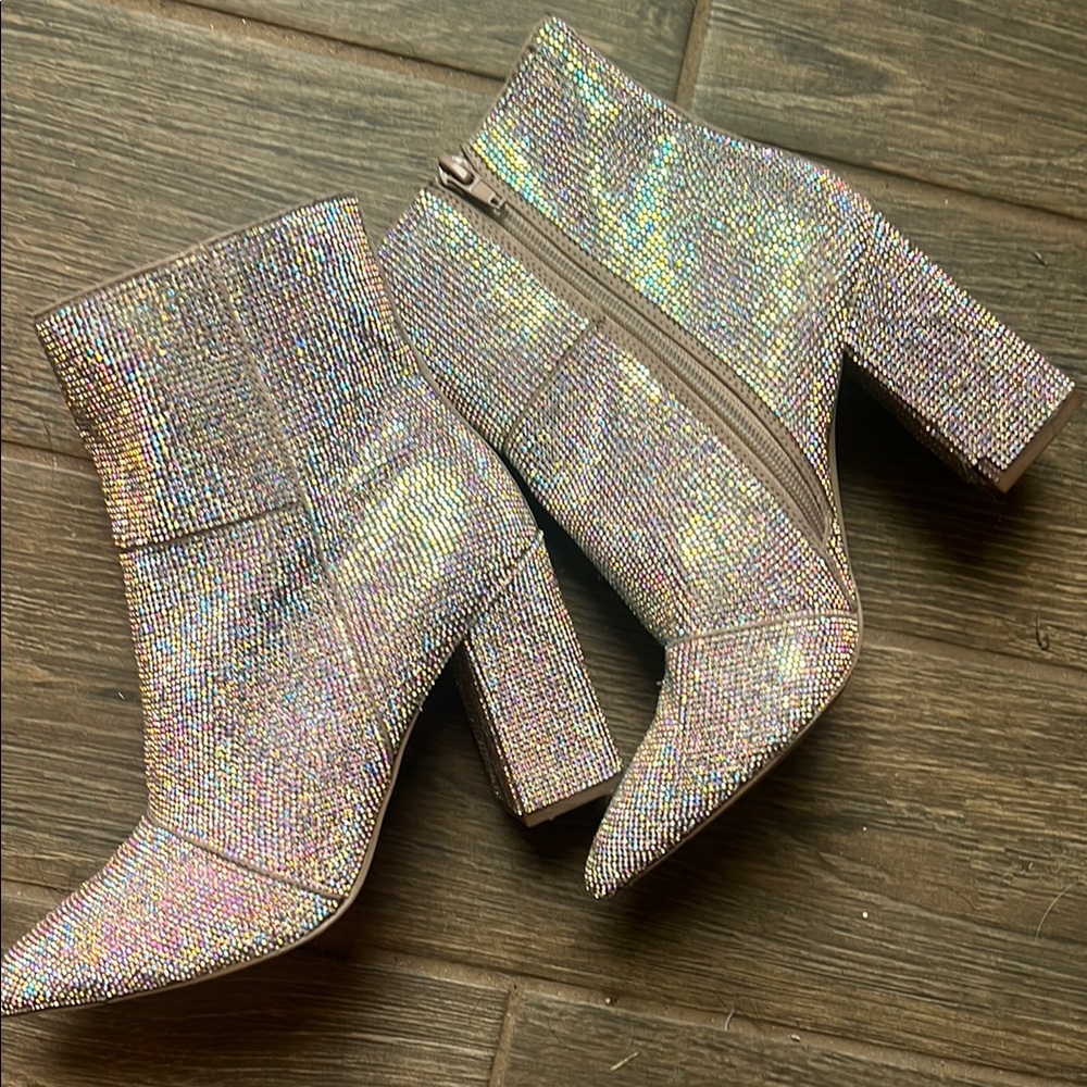 Madden Girl Rose Gold Sparkling Ankle Boots